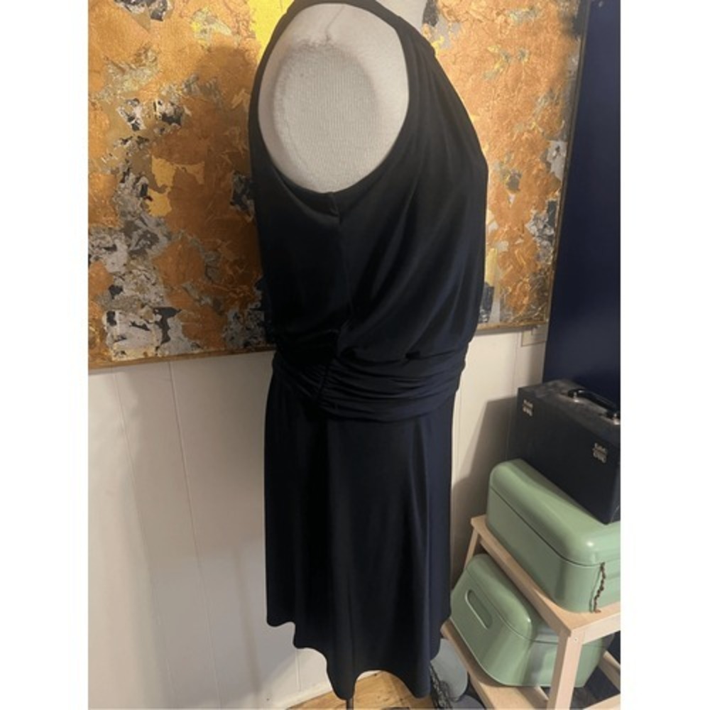 Suzi Chin Maggie Boutique Little Black Dress Sleeveless With Mock Halter Style N - Picture 3 of 6